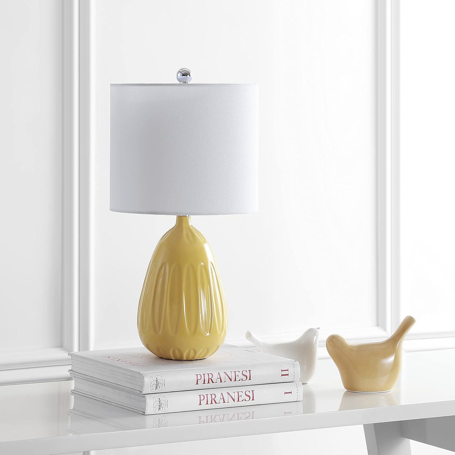 Navy Geometric Pattern 20" Table Lamp with Off-White Shade