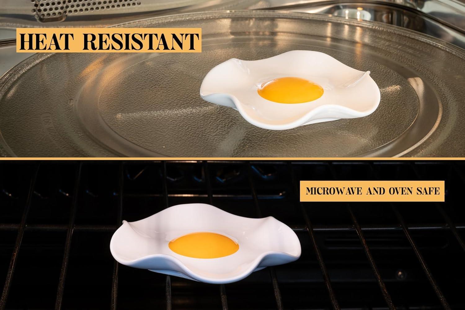 Large White and Yellow Ceramic Fried Egg Spoon Rest