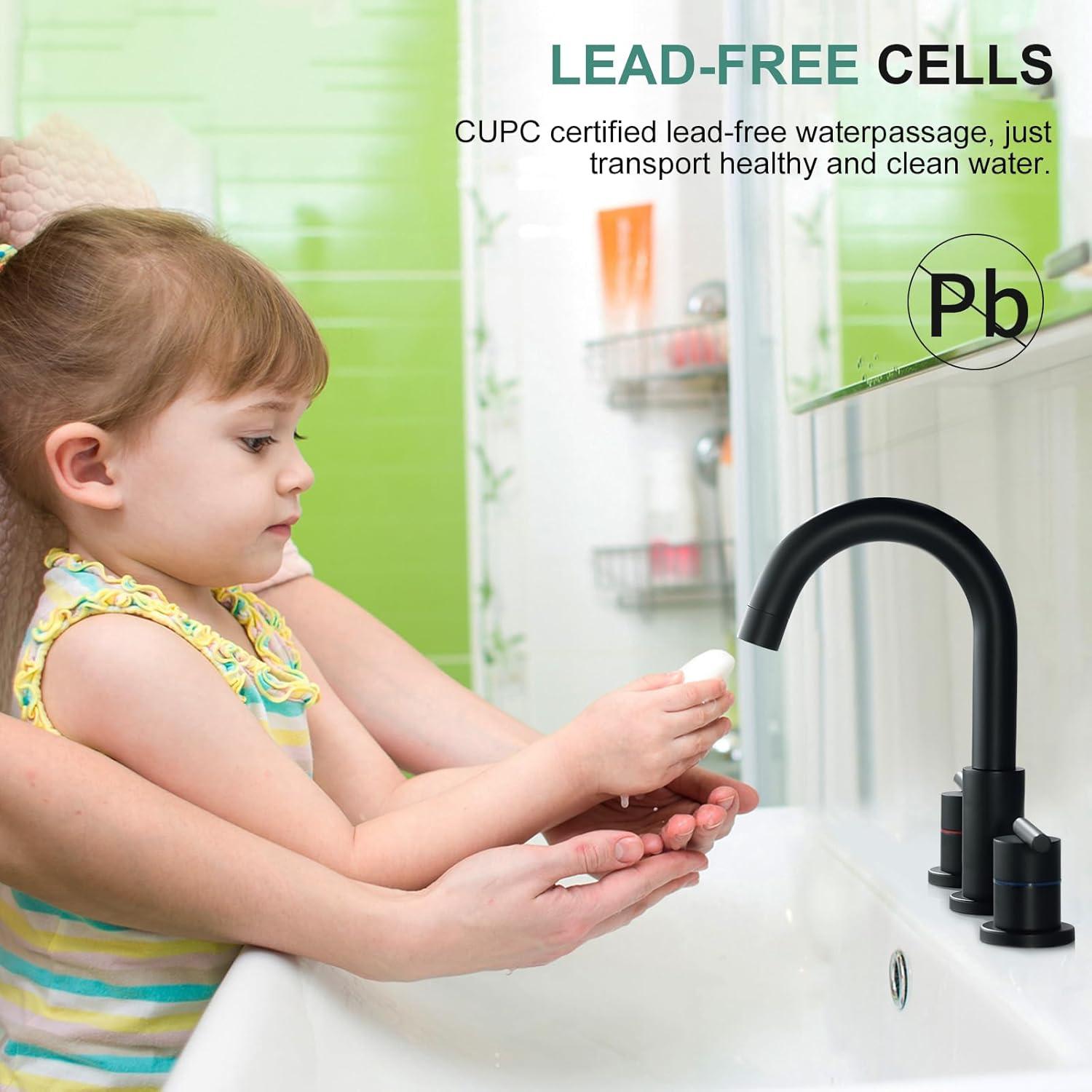 iVIGA VBA90B Bathroom Faucet 3 Hole With 360° Swivel Spout And 2 Handle Design