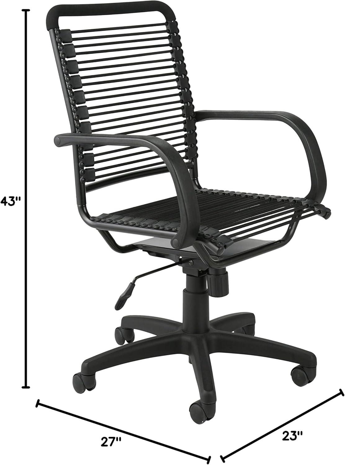 Graphite Black Metal Swivel Bungee Office Chair with High Back