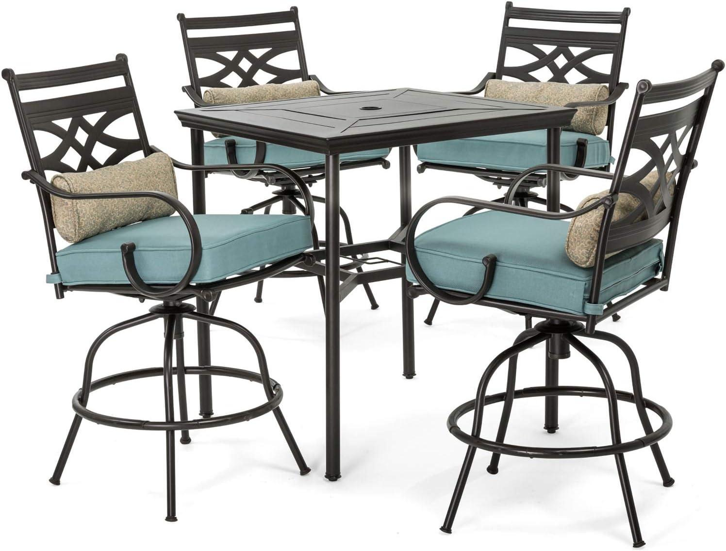 Montclair Ocean Blue 5-Piece High-Dining Patio Set with Swivel Chairs