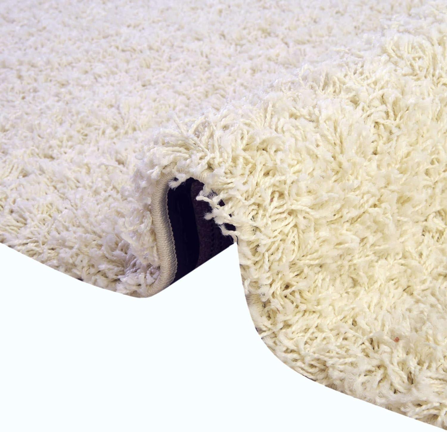 Unique Loom 4' 1 x 6' 1 Solid Shag Pure Ivory Area Rug