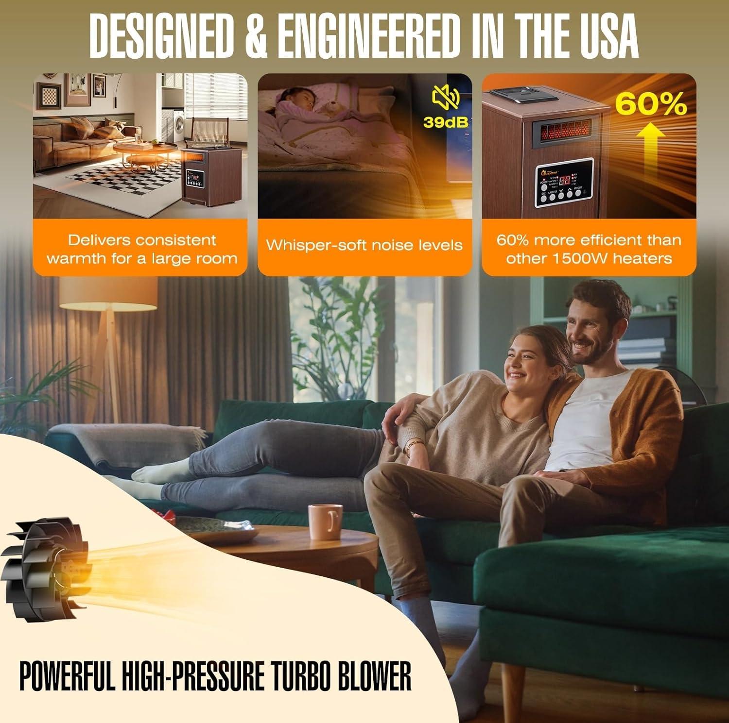 Dr. Infrared Heater DR. INFRARED HEATER DR-998W 1500W, Advanced Humidifier and Oscillation Fan and Remote Control, Dual Heating System