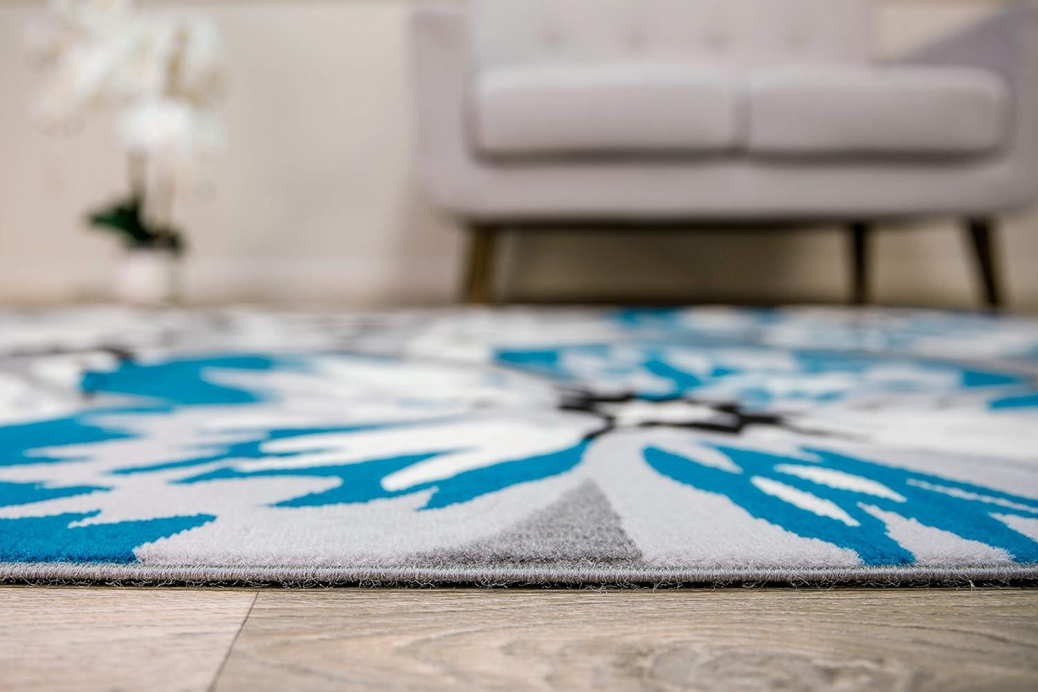 World Rug Gallery Modern Floral Design Blue 3'1" x 5' Area Rug
