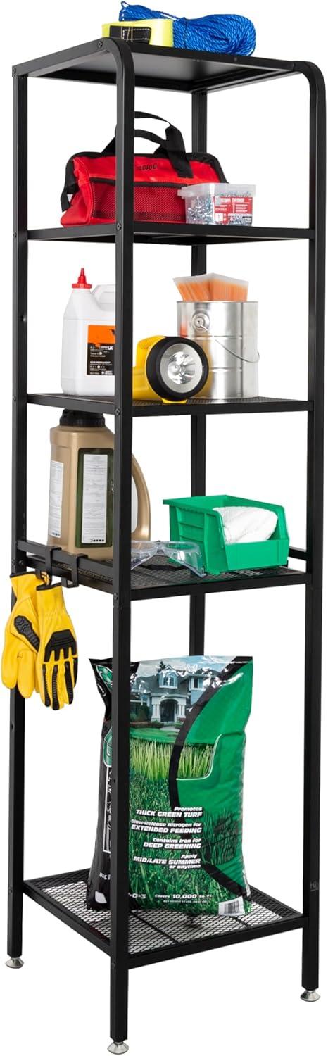 Honey-Can-Do Adjustable 5-Tier Garage Storage Steel Shelving Unit, Black, Holds up to 75 lb per Shelf