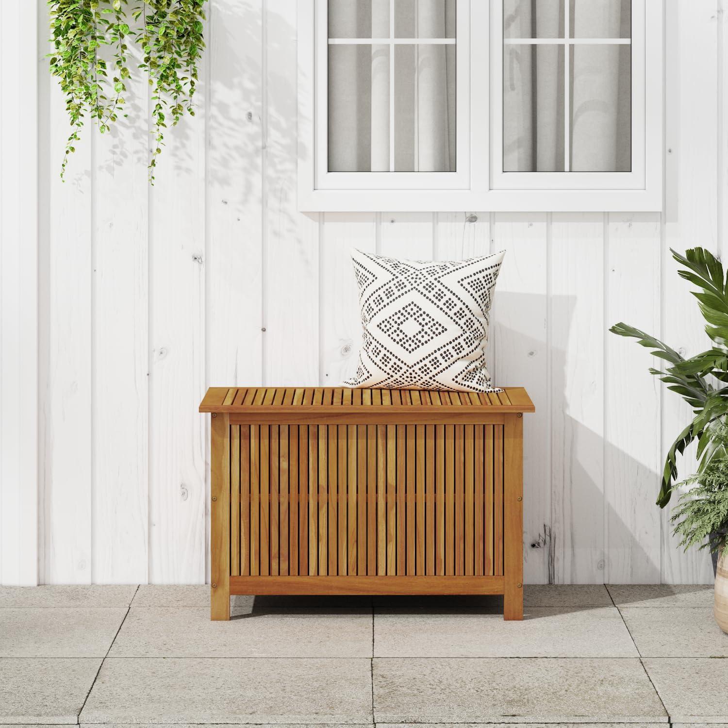 vidaXL Patio Storage Box 35.4Inchx19.7Inchx22.8Inch Solid Acacia Wood