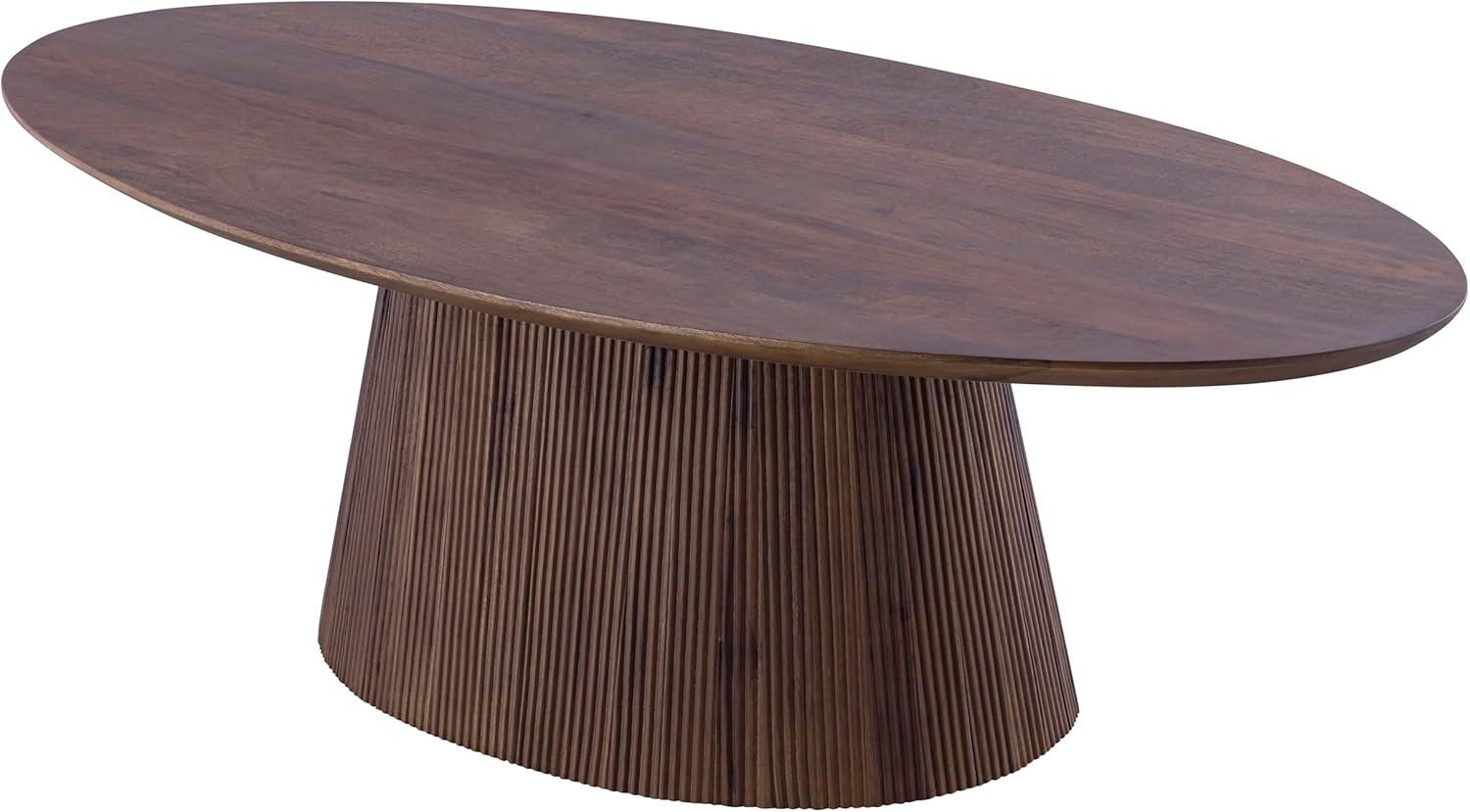 Canarm MADHY Round Coffee Table, Rustic Brown Wood Finish, Elegant Fluted Design, Spacious Tabletop, Easy Assembly for Living Room