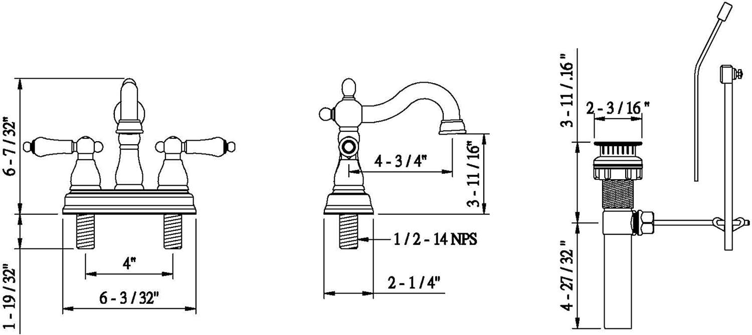 Two Handle Centerset Lavatory Faucet with Drain Assembly