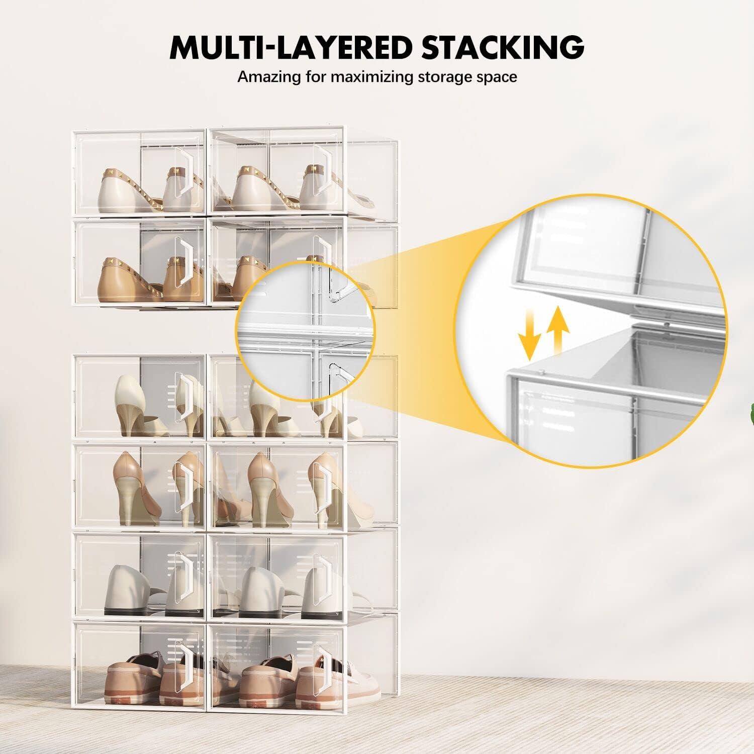 Clear Stackable Plastic Shoe Storage Boxes with Ventilation Holes