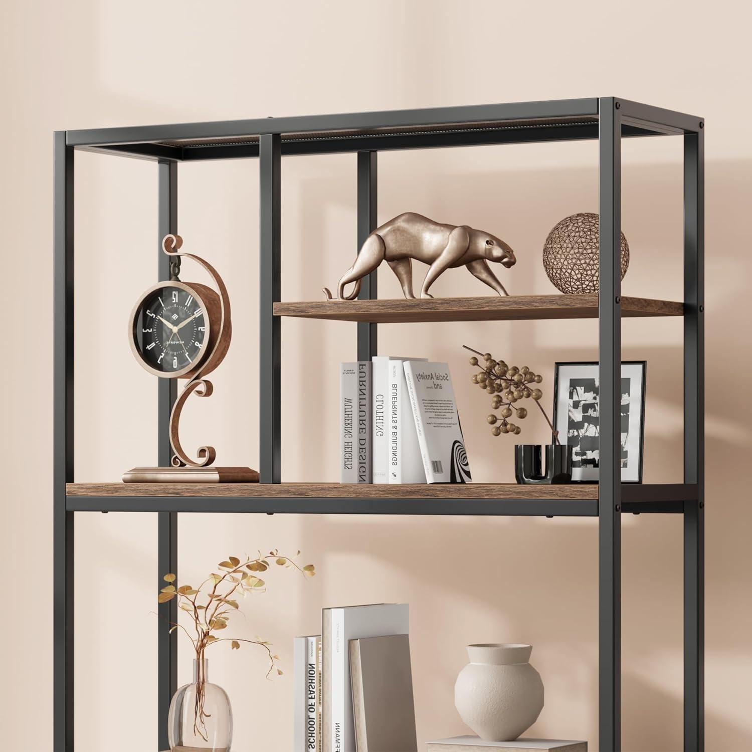 Tall White and Brown Adjustable Baker's Rack with Metal Frame