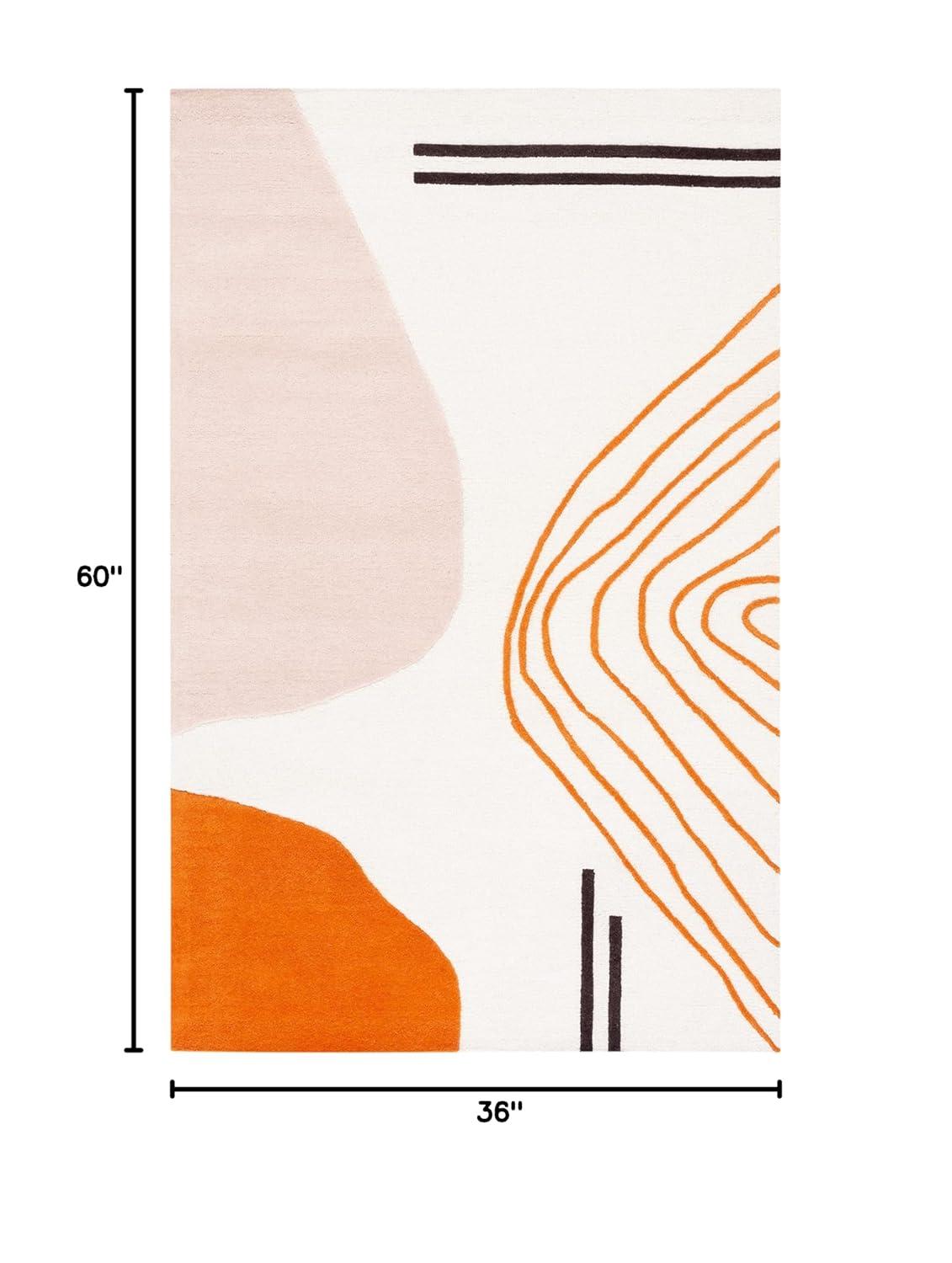 Rodeo Drive RD860 Hand Tufted Indoor Accent Rug - 3'x5' - Ivory/Rust - Safavieh