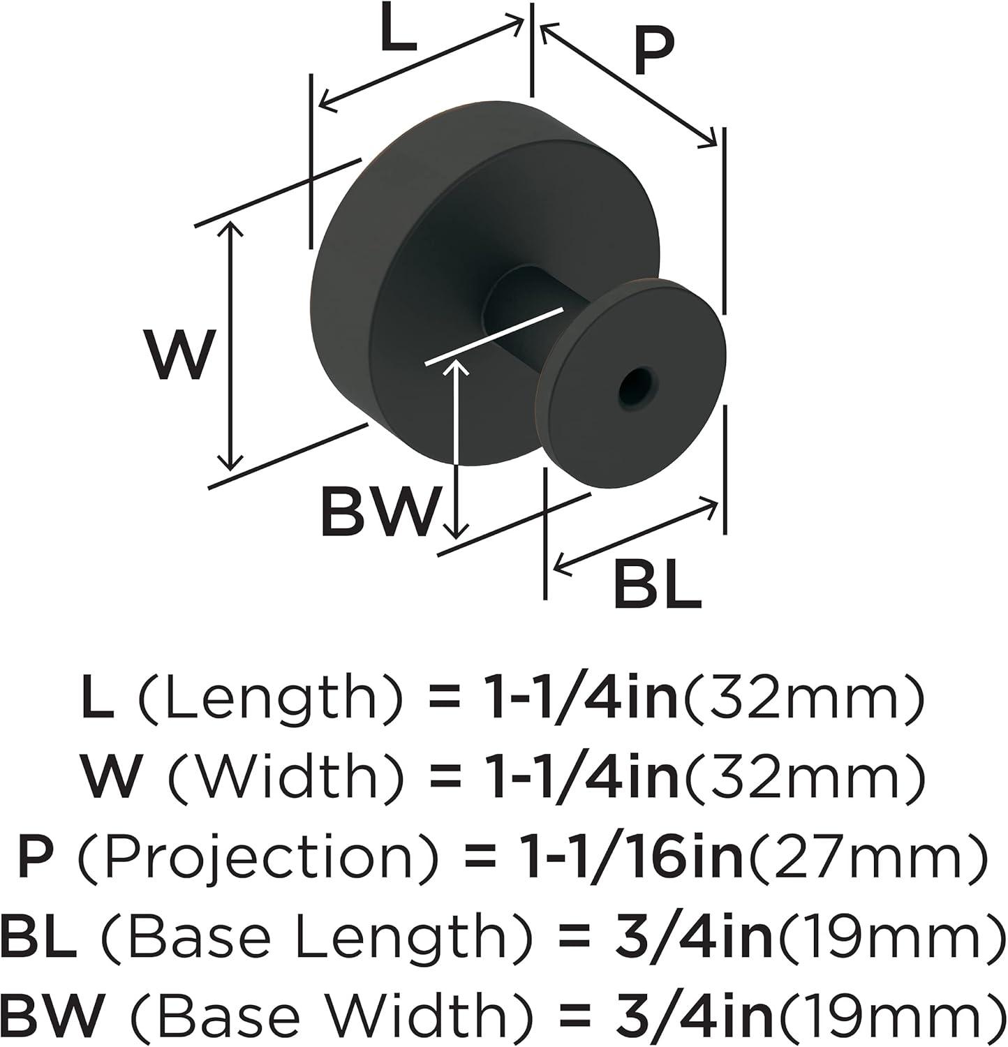 Radius 1 1/4" Diameter Round Knob