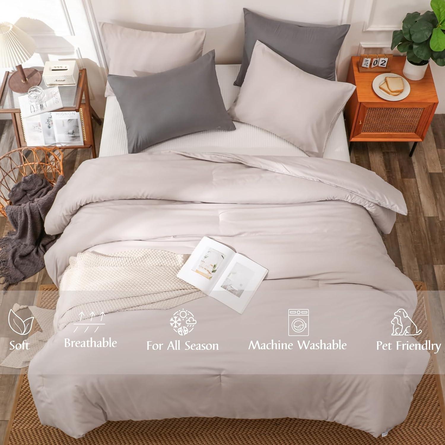 SPRINDAY Queen Comforter Set For Adult, 3 Piece Sage Green Comforter Sets & Bedding For All Season