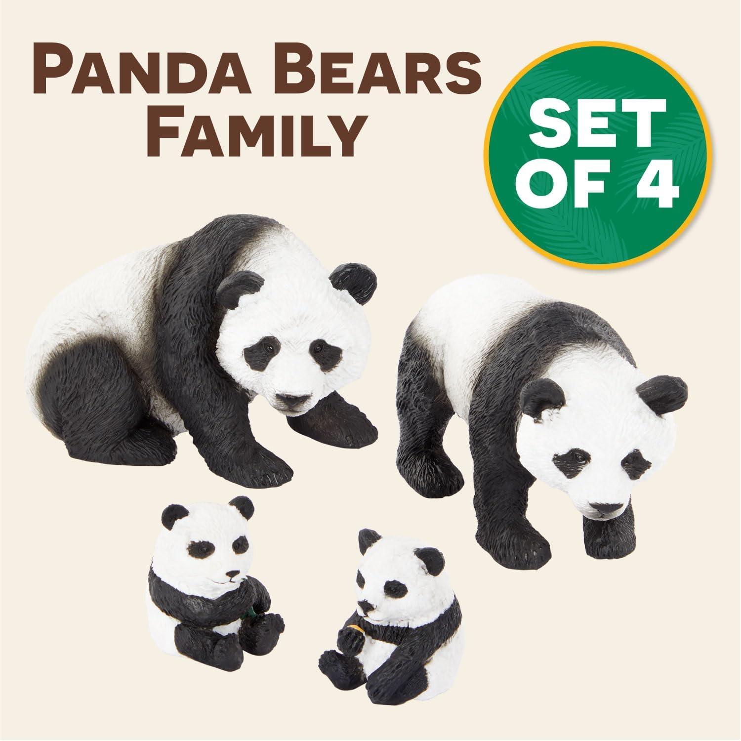 terra by battat - giant panda family - small panda bear animal toys for kids 3-years-old & up (4 pc)