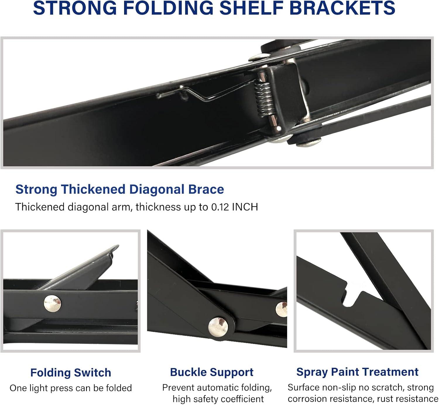 Heavy Duty Black Metal Folding Shelf Brackets