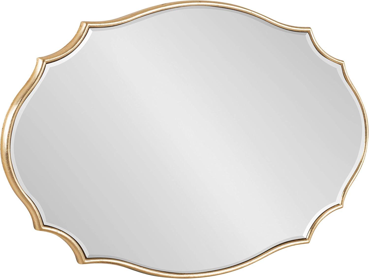 Kate and Laurel Leanna Modern Scalloped Wall Mirror, 18 x 24, Gold, Glam Oval Mirror for Wall