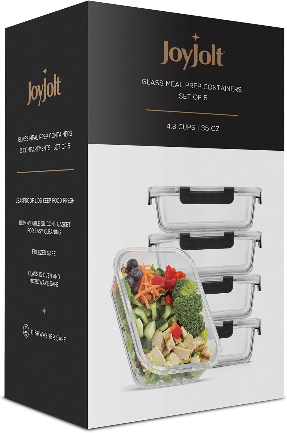 JoyJolt 10-Piece Glass Food Storage Container (Set of 5)