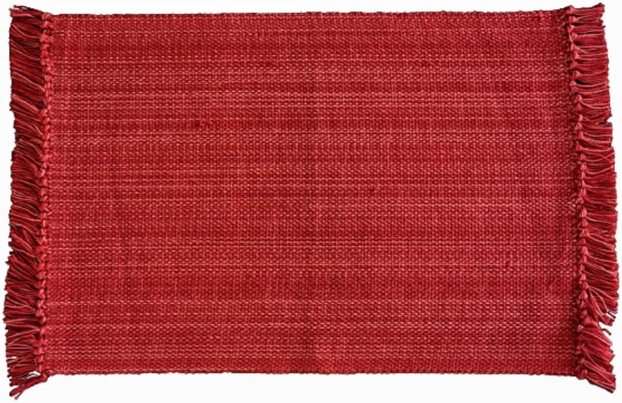 Design Imports Fringe Brown Variegated Kitchen Placemat Set (Set of 6) Tango Red