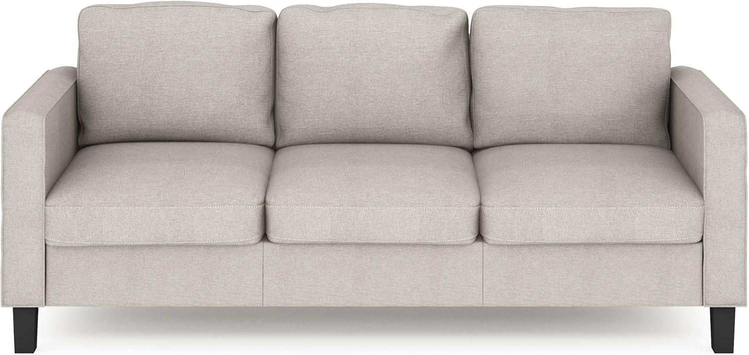 Bayonne Fog Polyester Upholstered 3-Seater Lawson Sofa with Wooden Legs