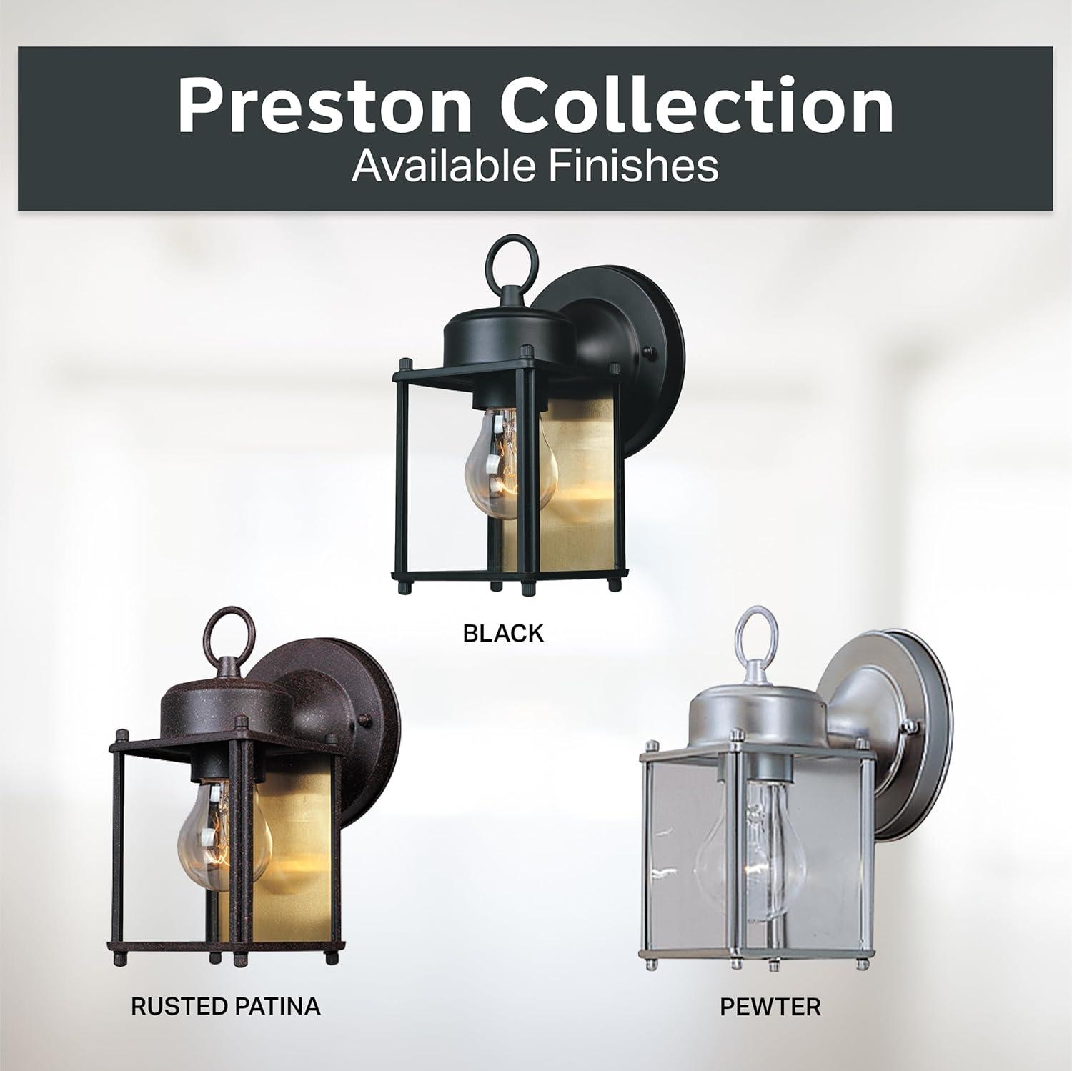Preston Black 1-Light Outdoor Line Voltage Hardwired Porch Light Wall Sconce with No Bulb Included