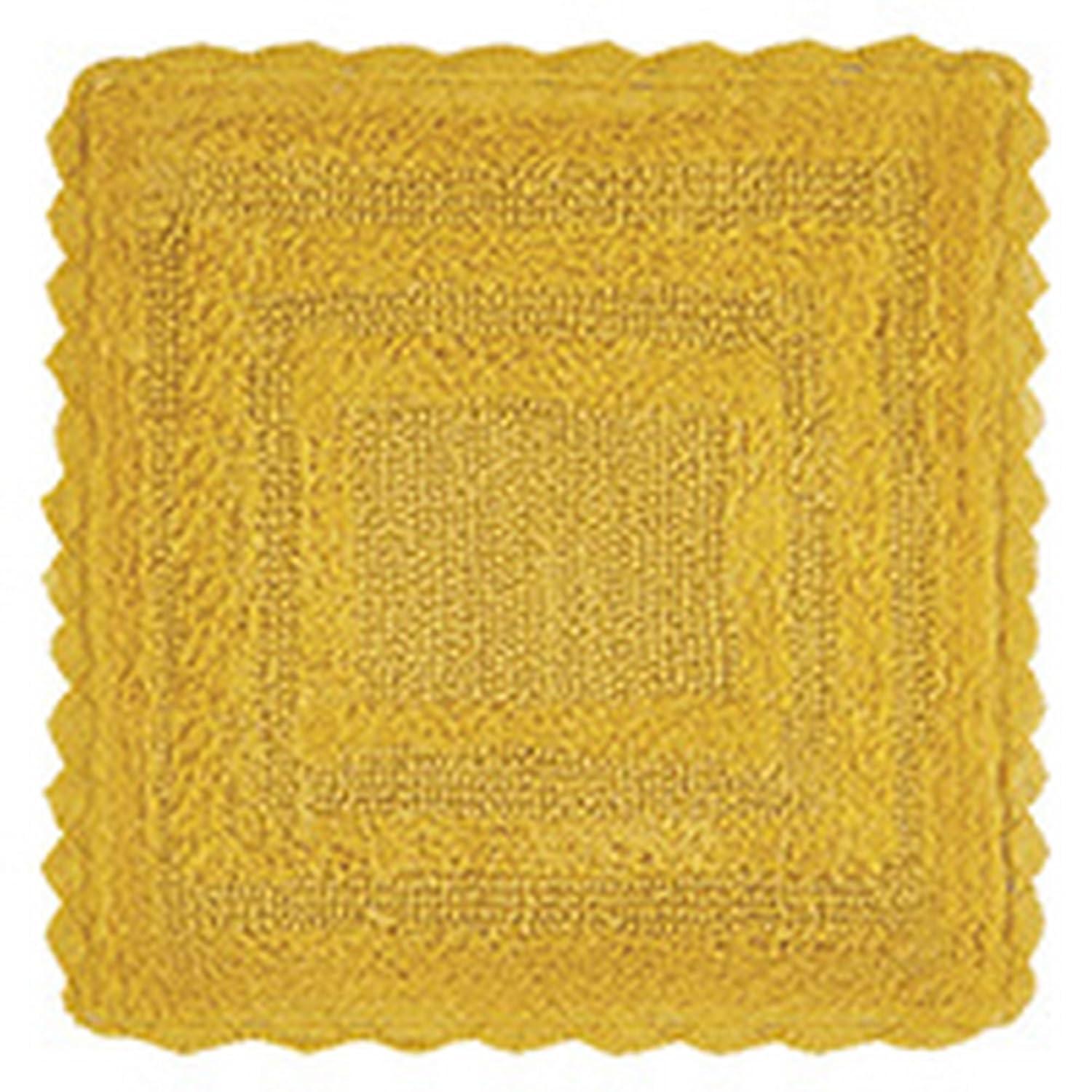 Better Trends Lilly Crochet 100% Cotton Tufted Reversible Bath Rug 20" x 32" Oval - Yellow