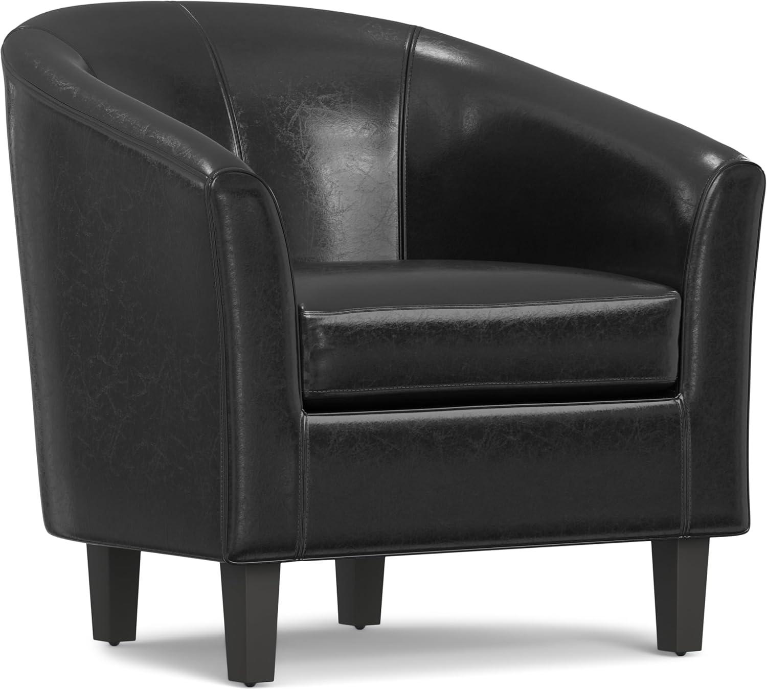 Simpli Home Austin 30"W Upholstered Vegan Faux Leather Contemporary Tub Accent Chair with High Arms and Deep Seat