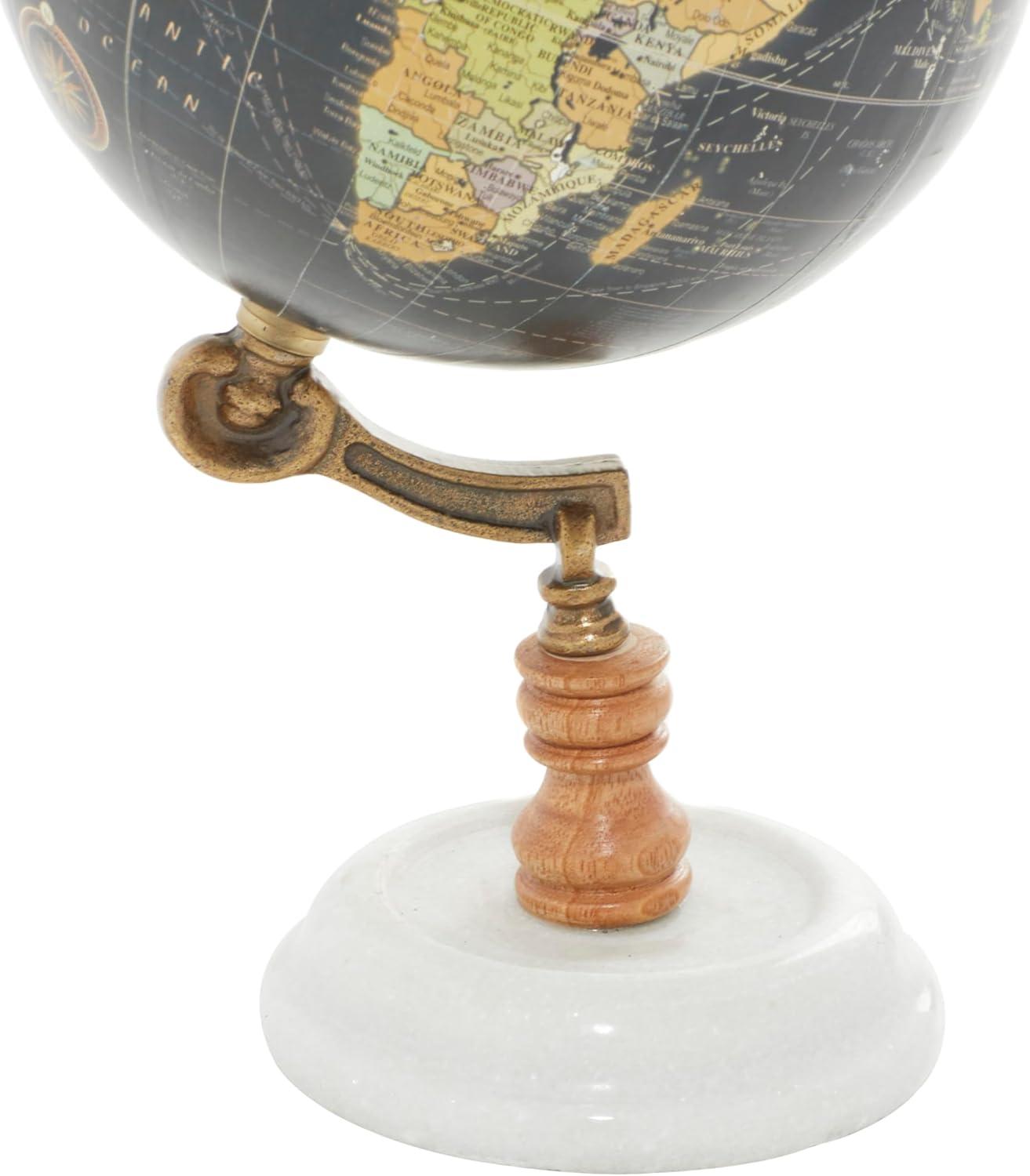 Black Mango Wood Globe with Marble Base, 7" x 11"