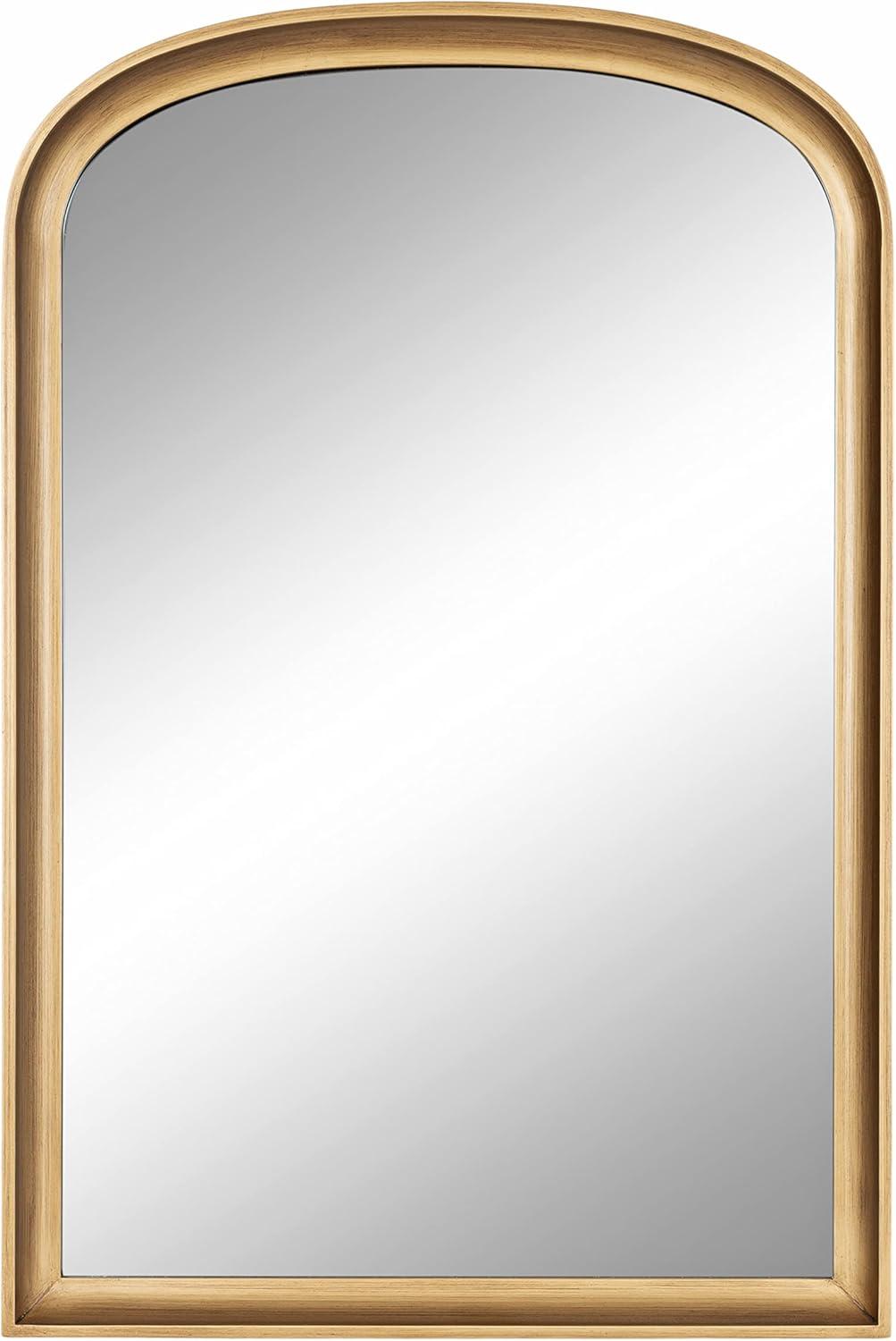 24"x36" Hatherleigh Basket Arch Wall Mirror Gold - Kate & Laurel All Things Decor: Durable Wooden Frame, No Assembly Required