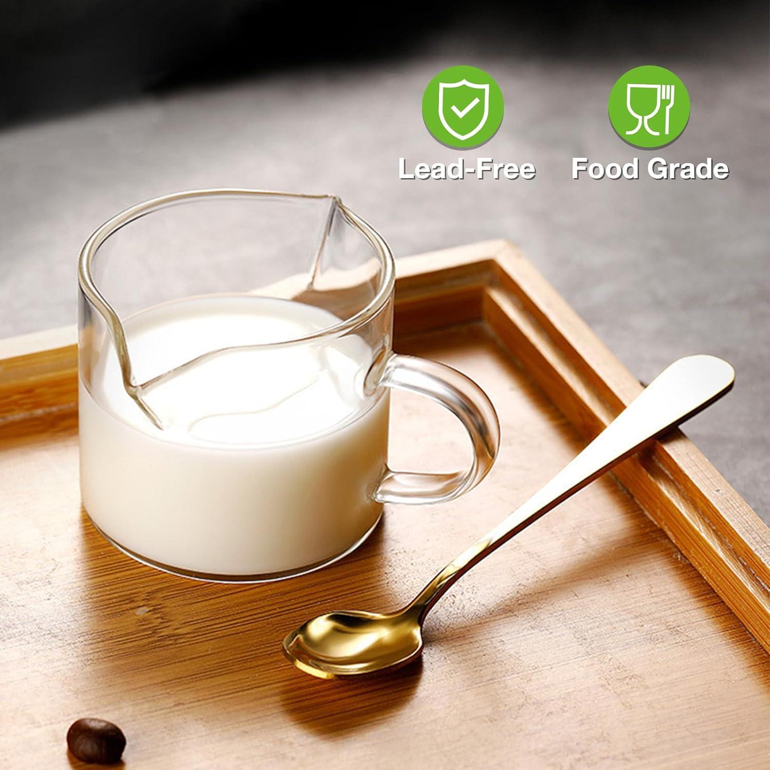 Espresso Cups Set of 2, 4 oz Double Spouts Cup, Espresso Shot Glasses with Handle, V-Shaped Spout Milk Cup, Borosilicate Glass, Mini Clear Glasses for Coffee Bar, Machine Accessories