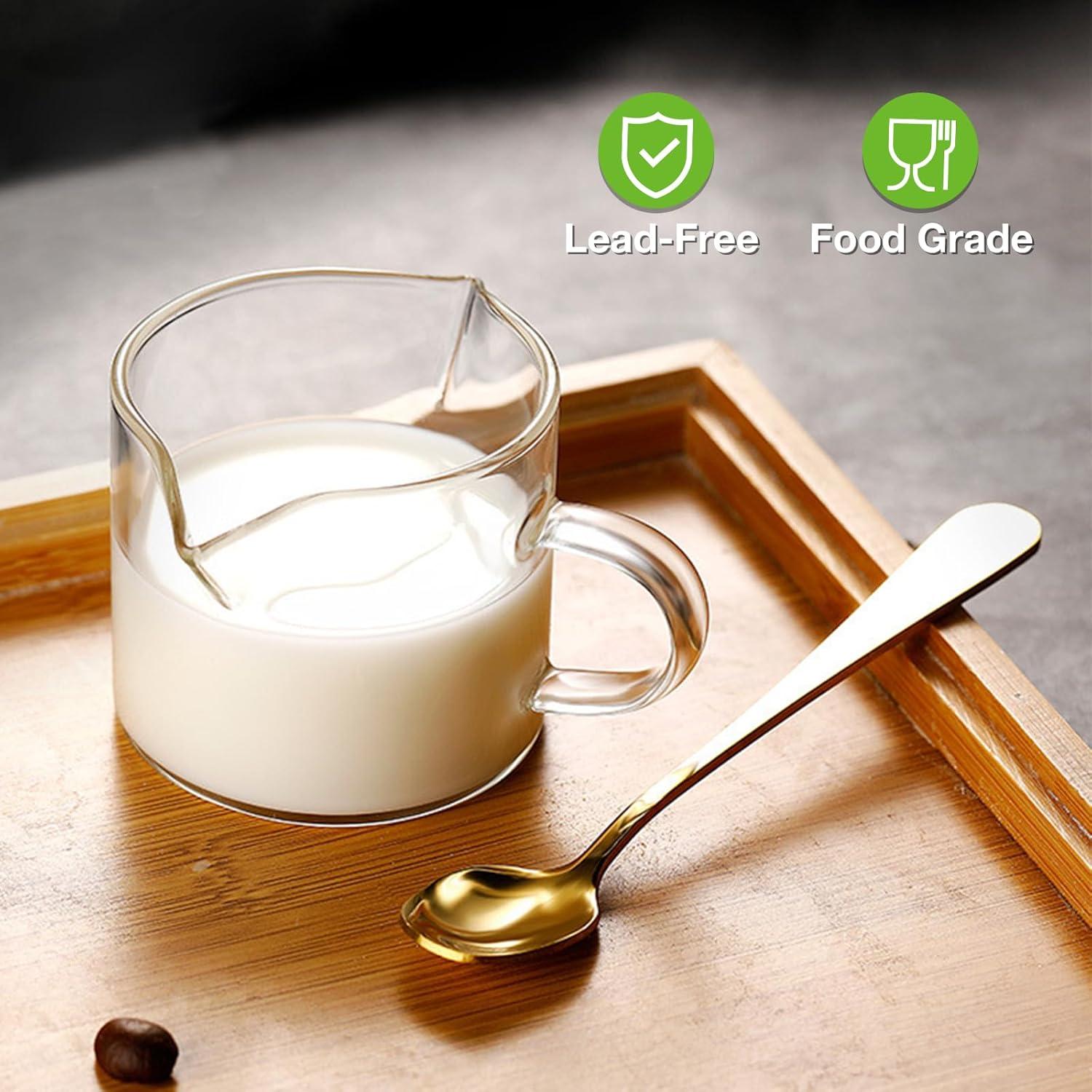 Espresso Cups Set of 2, 4 oz Double Spouts Cup, Espresso Shot Glasses with Handle, V-Shaped Spout Milk Cup, Borosilicate Glass, Mini Clear Glasses for Coffee Bar, Machine Accessories