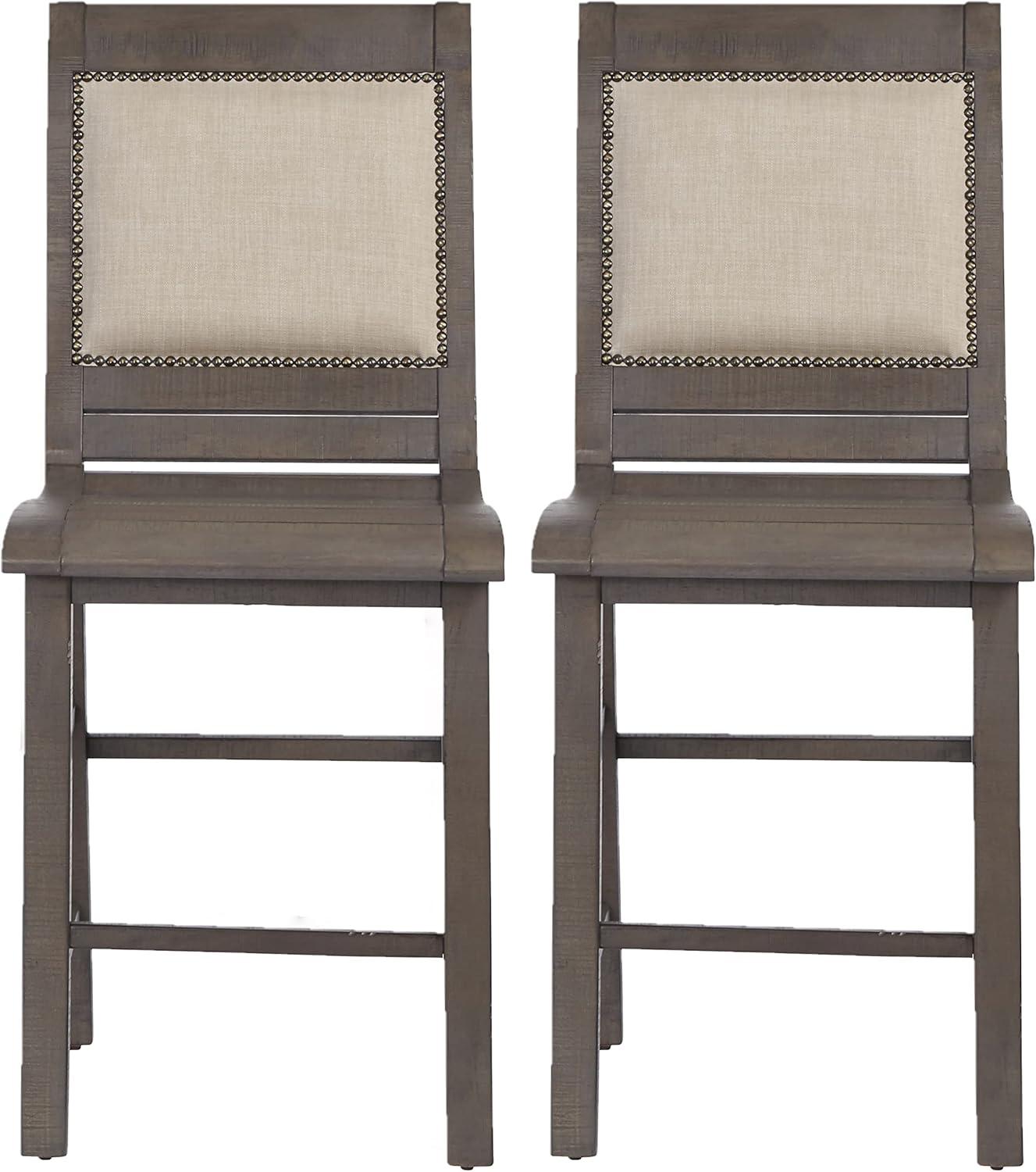 Progressive Furniture Willow Set of 2 Wood Counter Chairs in Distressed Gray