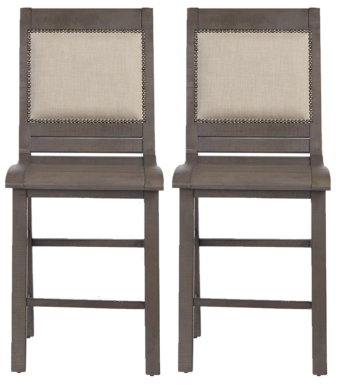 Progressive Furniture Willow Set of 2 Wood Counter Chairs in Distressed Gray
