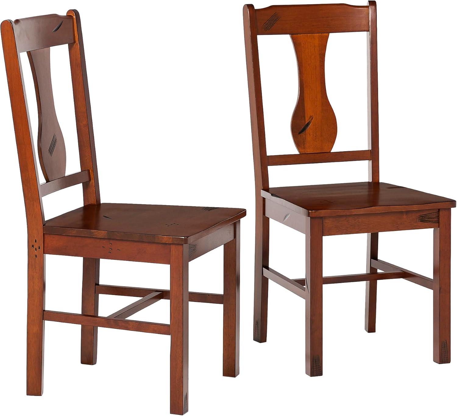 Dark Oak High Back Slat Wood Side Chair Set