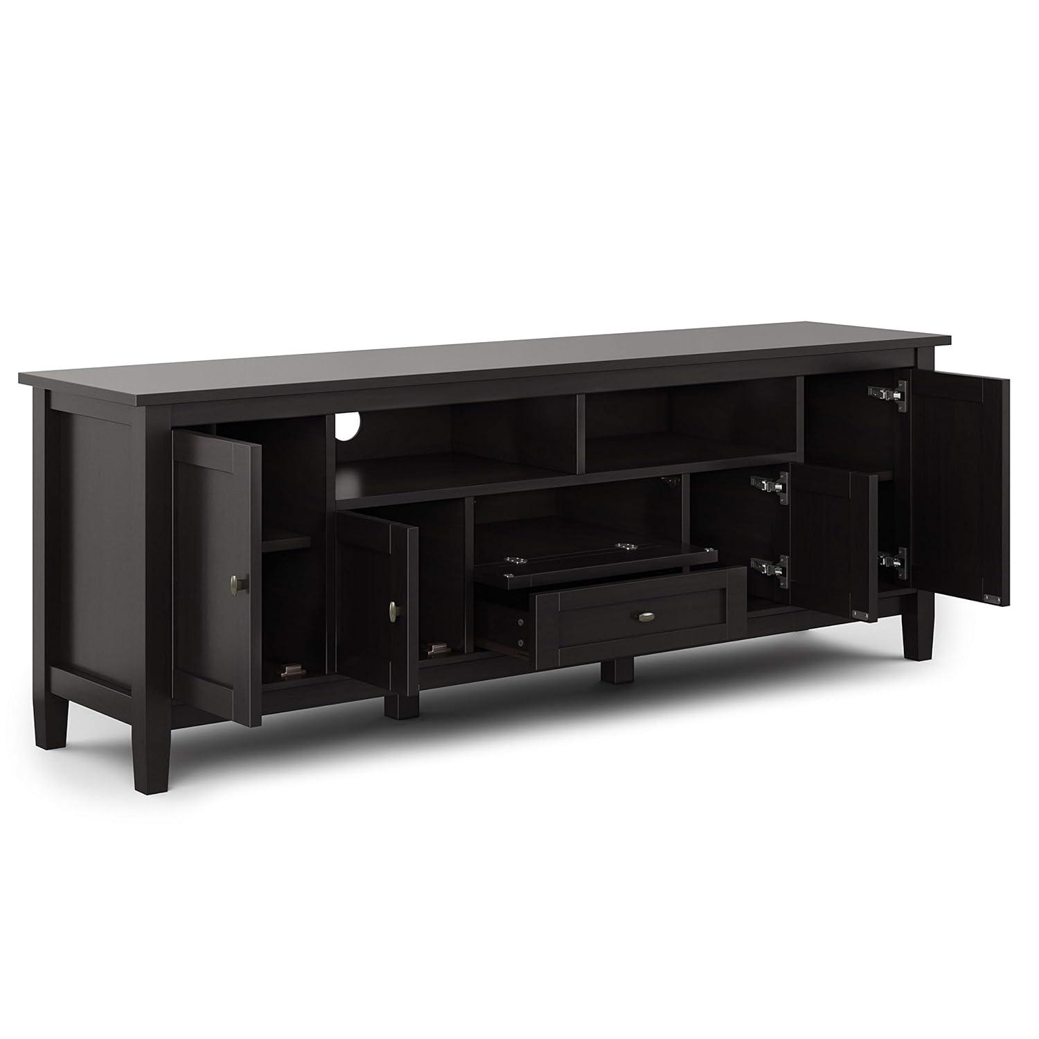 Simpli Home Warm Shaker 72"W Solid Wood TV Stand for TVs up to 80" with 4 Storage Cabinets and 2 Drawers