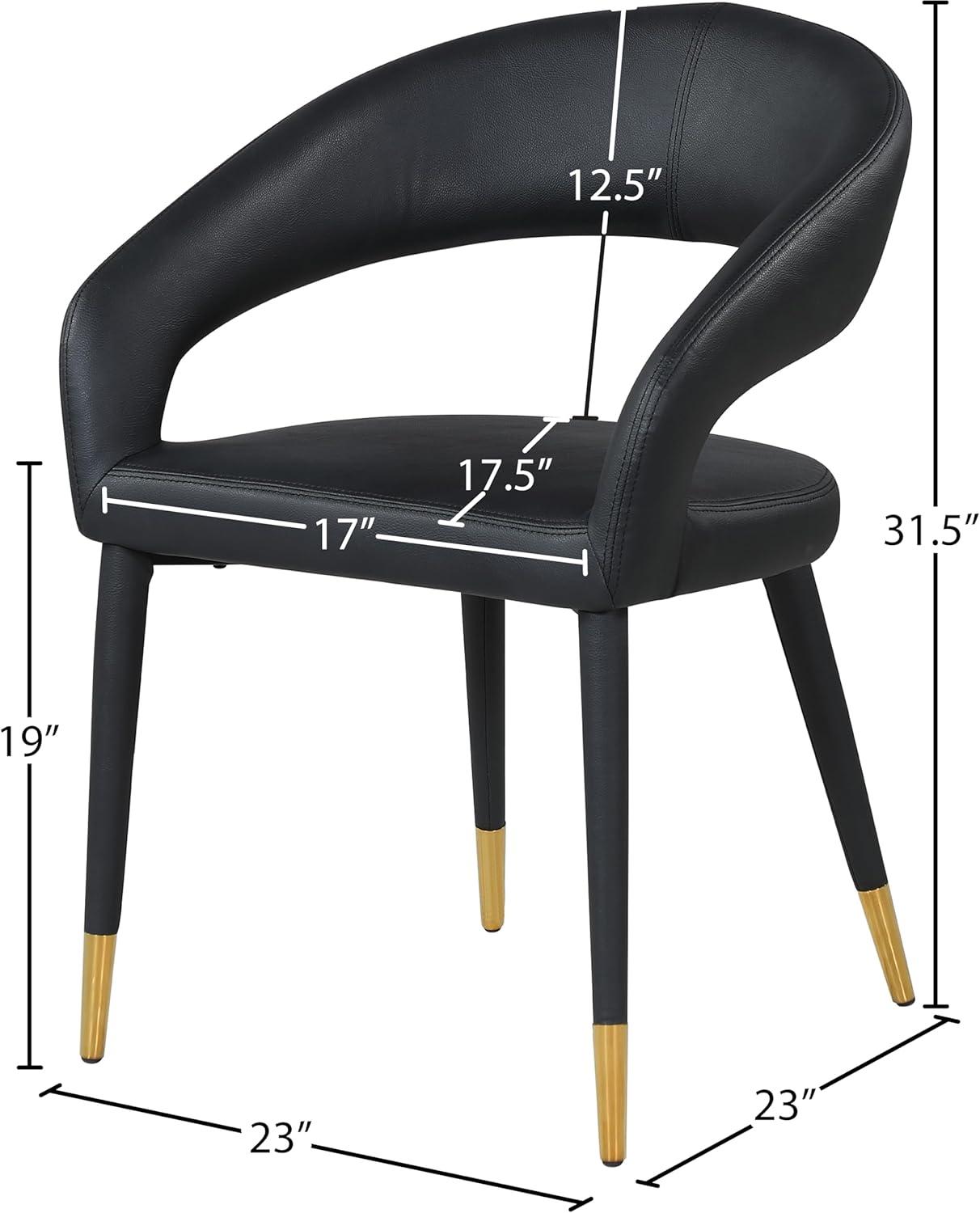 Destiny 23" Black Faux Leather Upholstered Arm Chair with Gold Accents