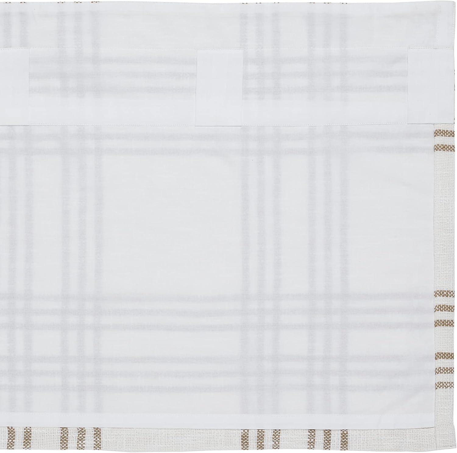 White and Tan Plaid Cotton Light-Filtering Curtain Panels, 84x40, Set of 2