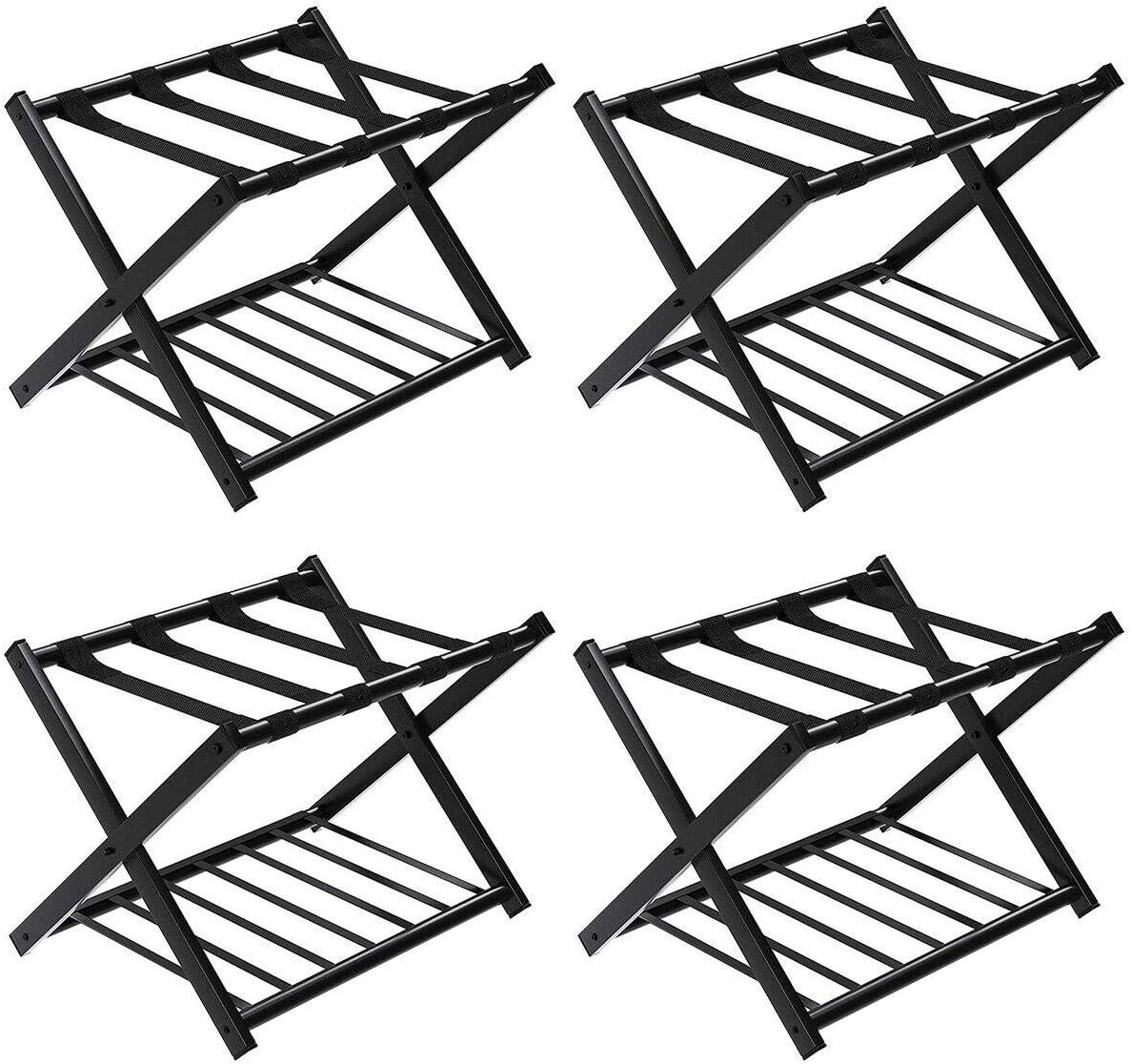 Folding Luggage Rack with Shelf Travel Suitcase