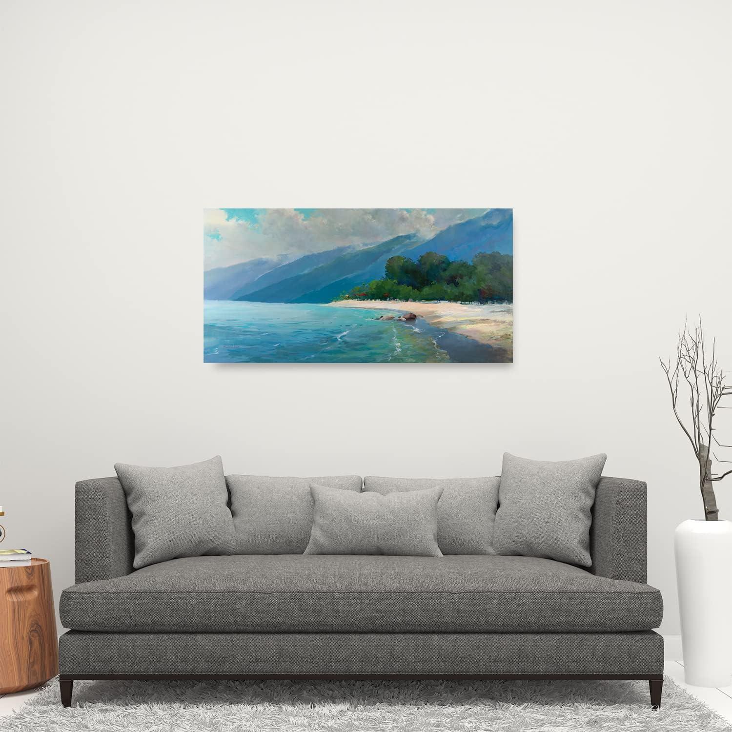 Teal Blue Coastal Ocean Beach Canvas Wall Art