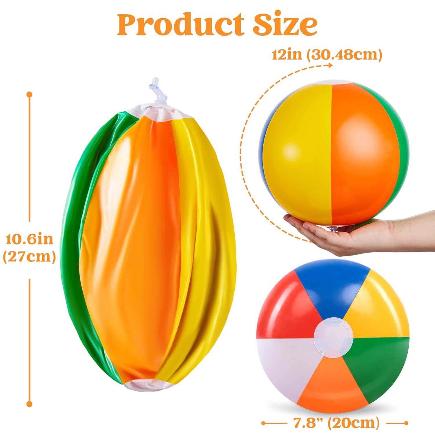 JOYIN Rainbow Beach Balls(12 Pack), 12'' Inflatable Swimming Pool Toys for Summer Water Games Kids Birthday Party Supplies Combo Set Include Inflatable Beach Balls