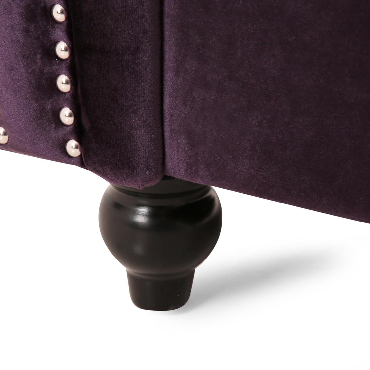 Westminster Chesterfield Club Chair Blackberry - Christopher Knight Home: Velvet Upholstery, Nailhead Trim