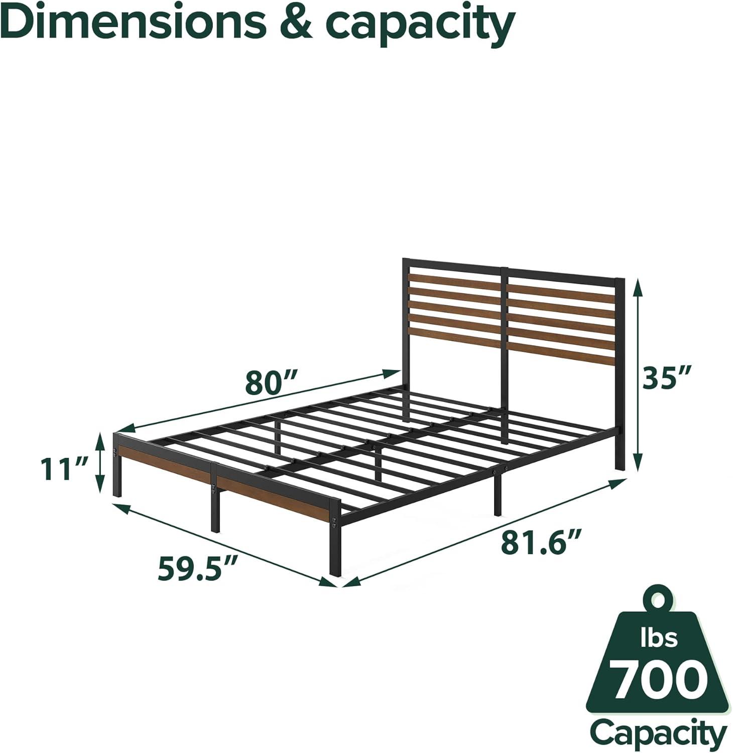 Zinus 35" Kai Bamboo and Metal Platform Bed Frame, Queen