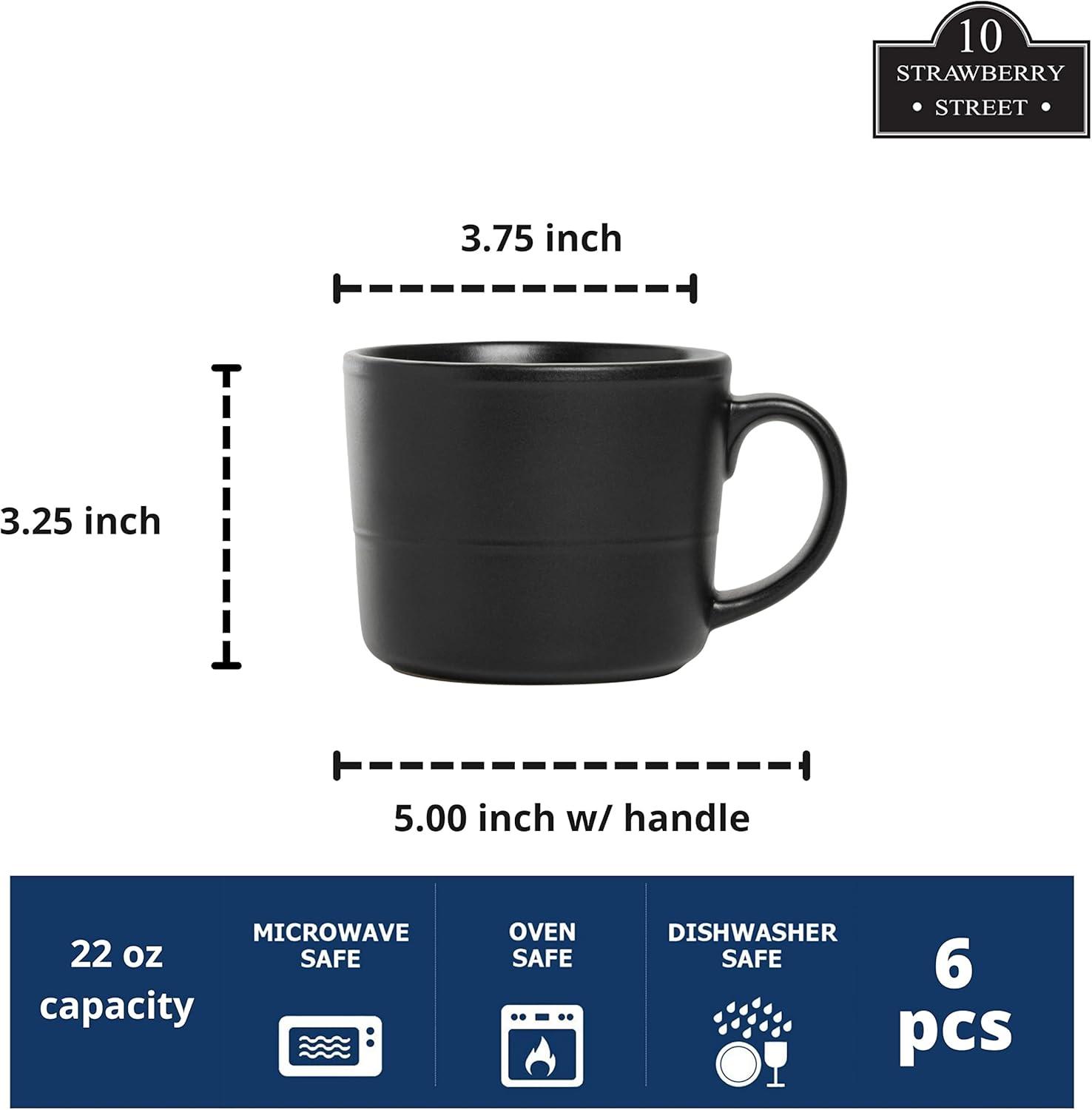 Matte Black Ceramic 12 Oz Microwave Safe Mug Set