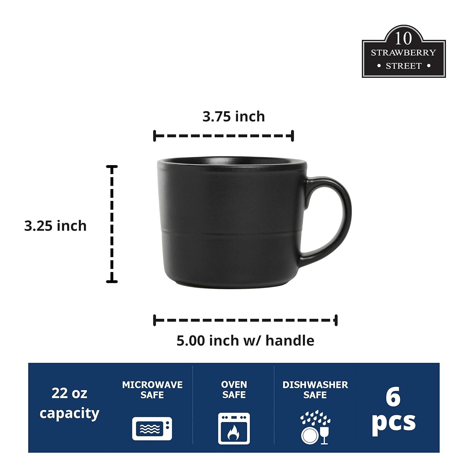 Ten Strawberry Street Double Line 3.75"/12 Oz Mug, Set Of 6 (Set of 6)
