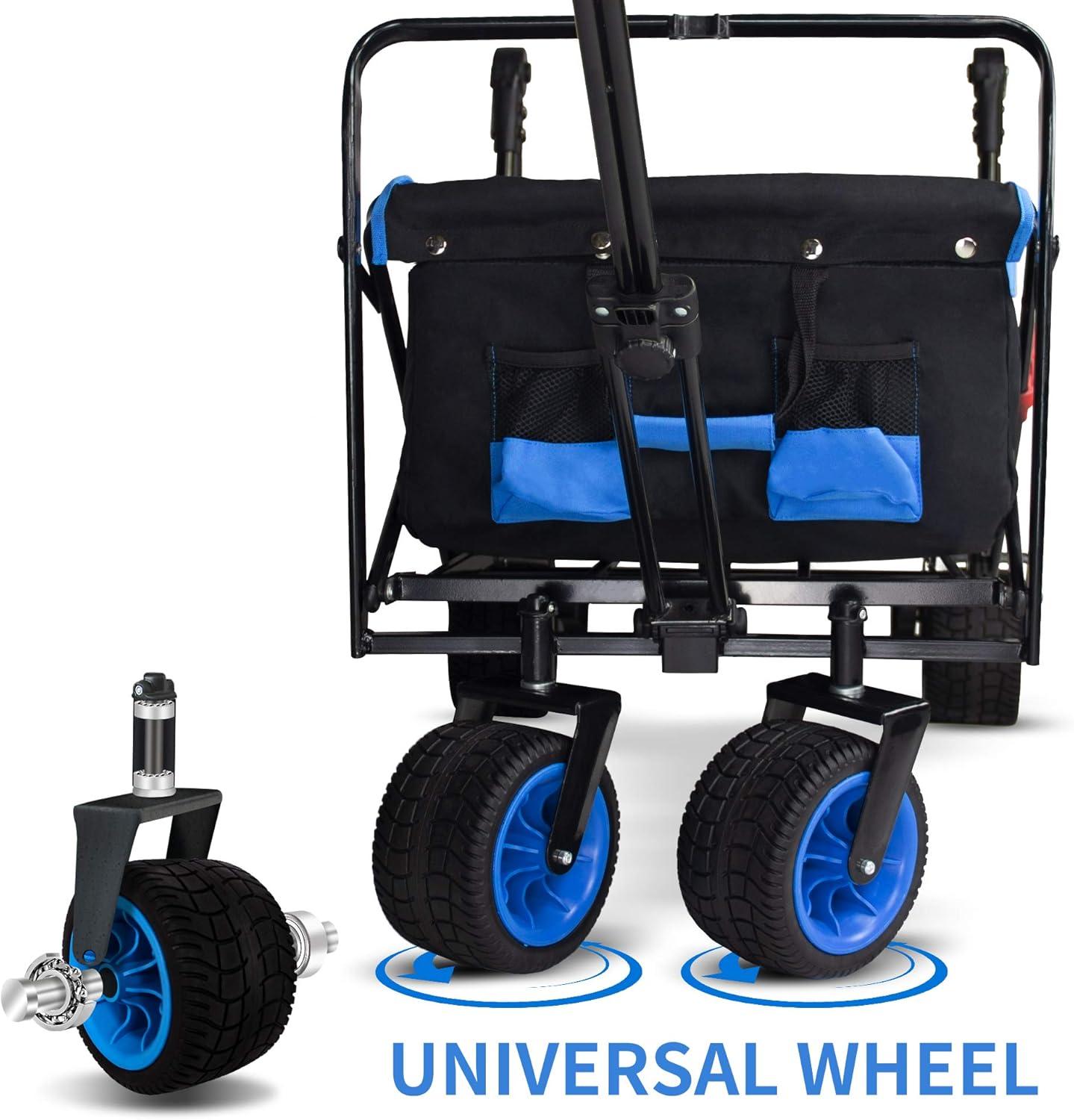 Black and Blue Heavy Duty Folding Wagon with Iron Frame