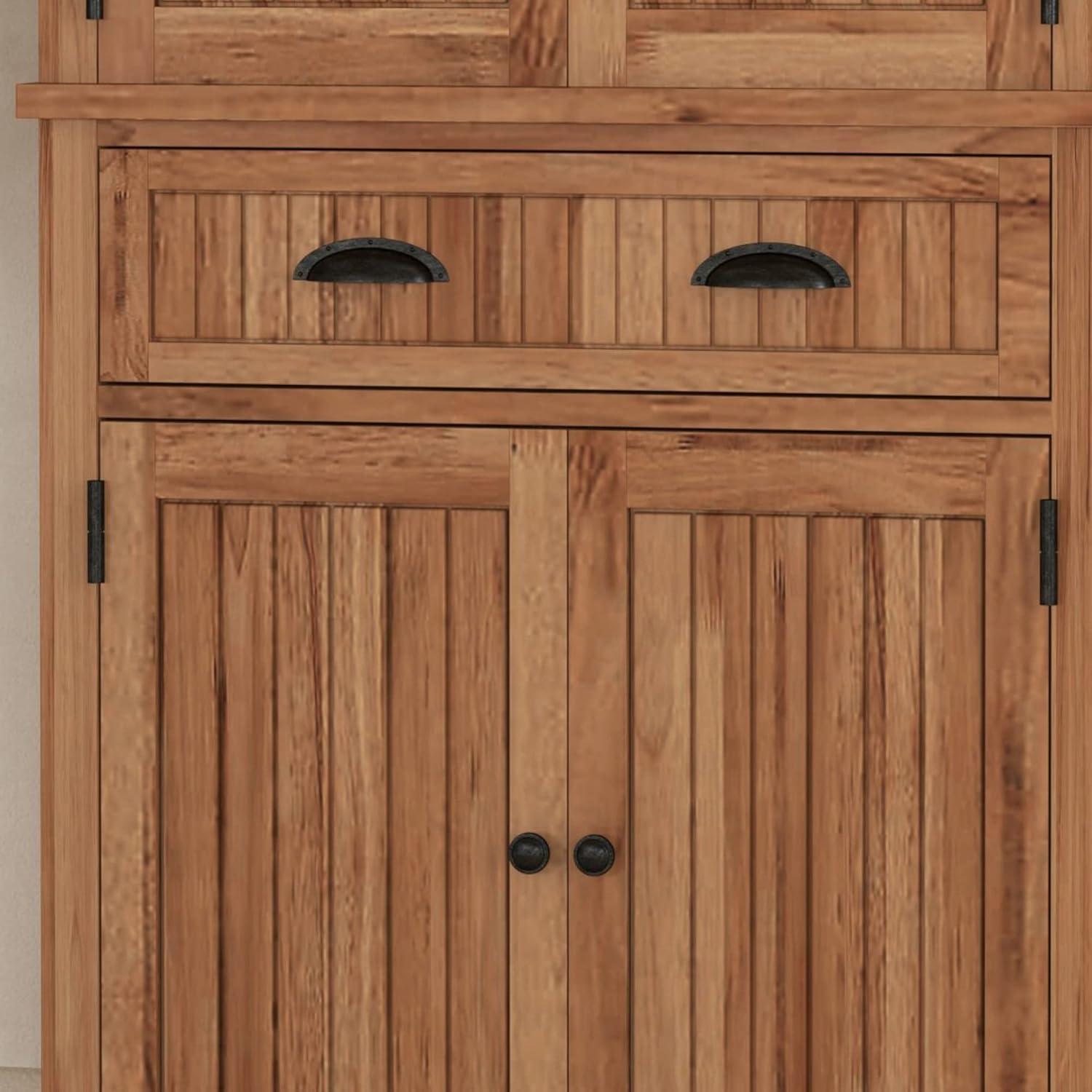 Nantucket Kitchen Storage Pantry - Natural: Home Styles, Hardwood Standing Cabinet with Drawer & Shelves