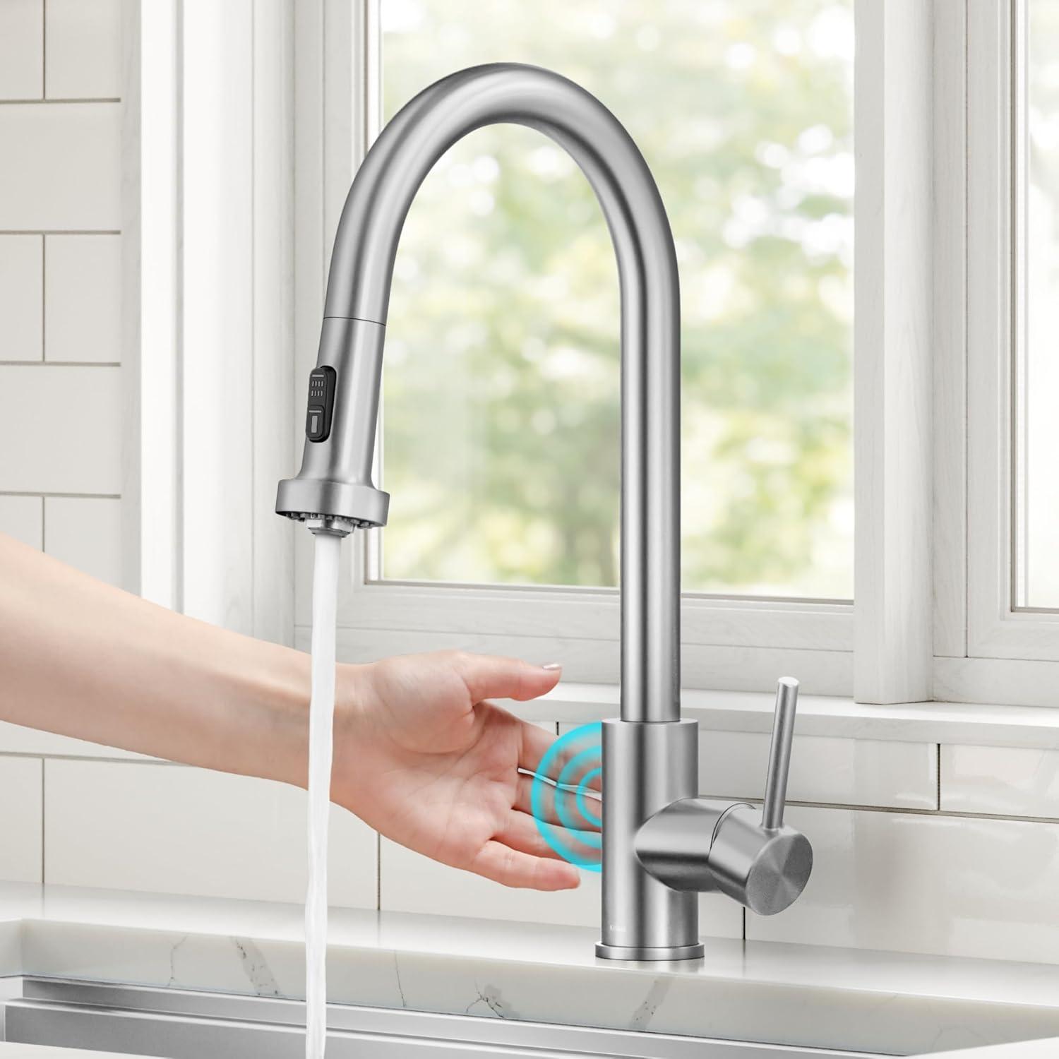 Stainless Steel Touchless Kitchen Faucet with Pull-out Spray