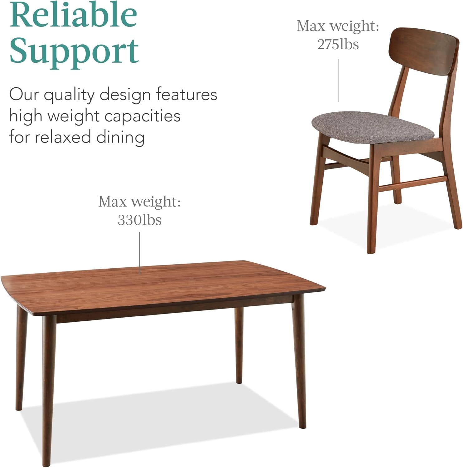 George Oliver 7-Piece Mid-Century Modern Upholstered Dining Set, Wooden Table W/ 6 Chairs