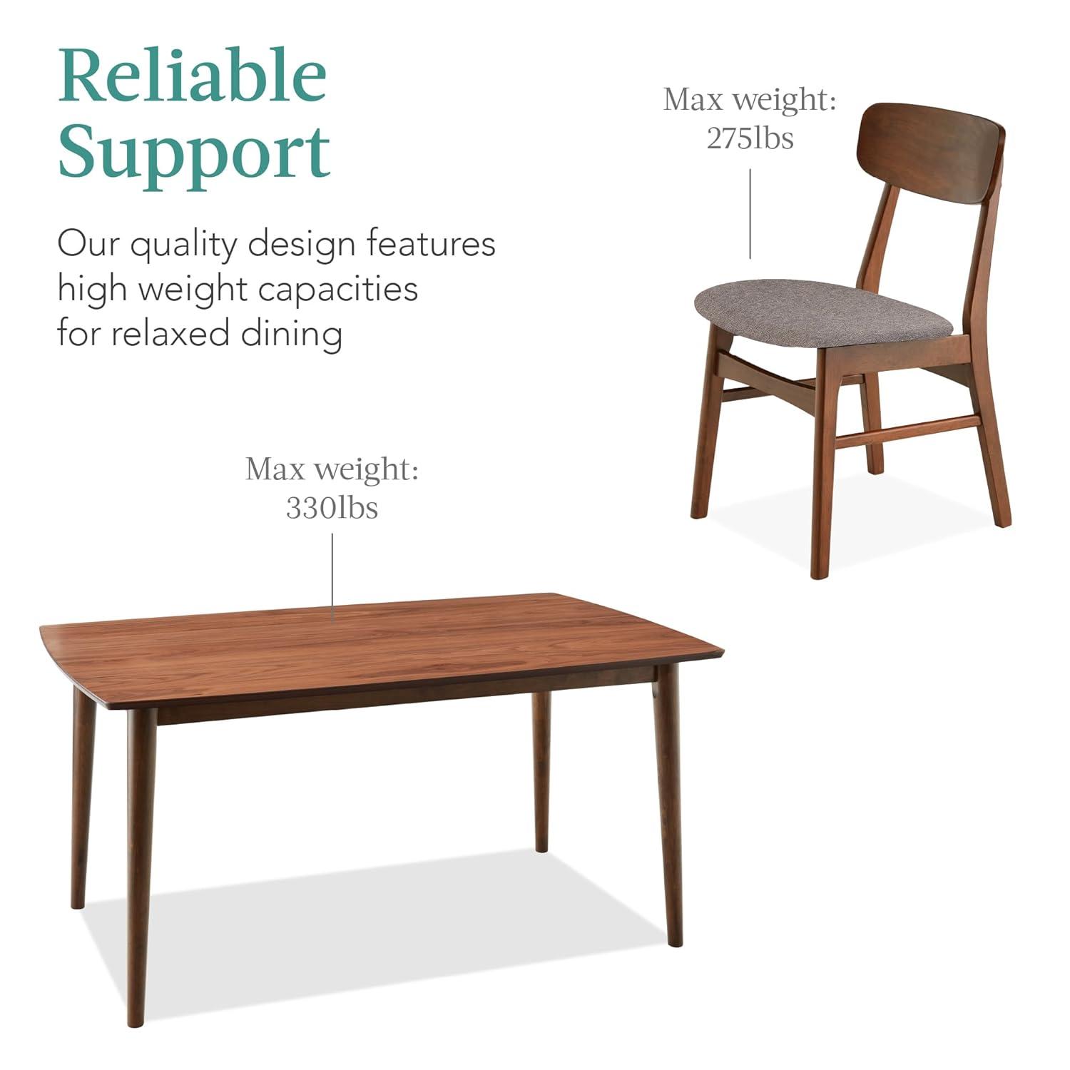 George Oliver 7-Piece Mid-Century Modern Upholstered Dining Set, Wooden Table W/ 6 Chairs