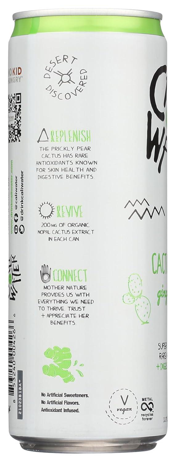 Caliwater Organic Cactus Water Ginger Lime, Coconut Water Alternative, Natural Plant Based Hydration, Skin Care, Electrolyte Drinks, Flavored Waters, 12-Pack 12oz/can 6g Sugar, 30 Calories,