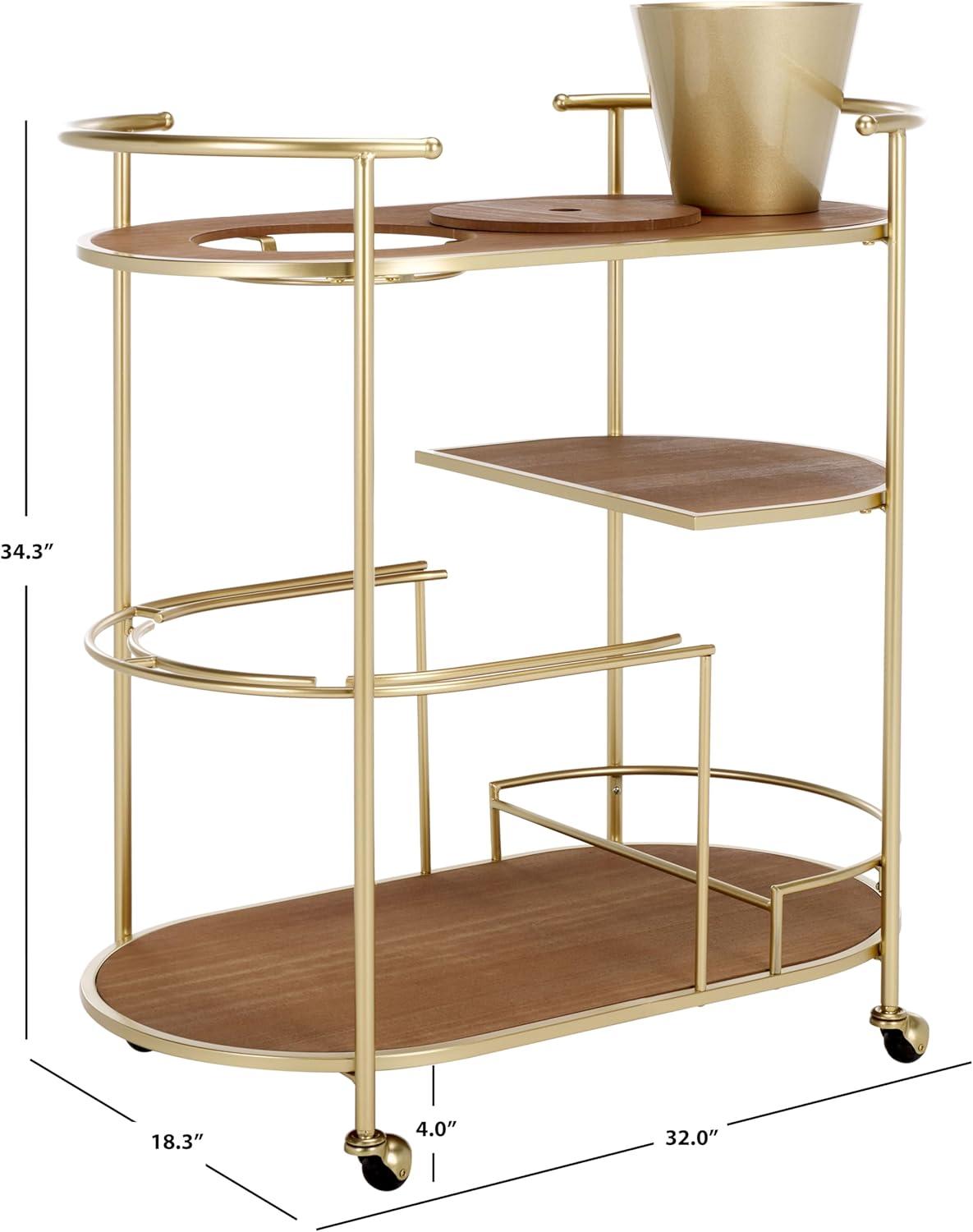 Alora 2 Tier Bar Cart With Bucket - BCT2502A - Brushed Gold/Natural - Safavieh